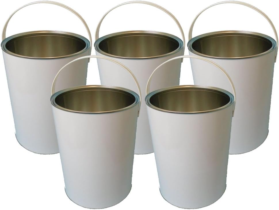 5x 5 Litre (5L) Tinplate Lever Lid Tin White Airtight for Storage All Types of Paints, Lubricants, Coatings, Resins, DIY, Decorating