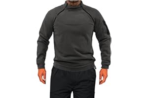 THATRICH Tactical Fleece Jacket Mock Neck Military Sweatshirts Slim Fit Thermal Pullover with Pockets Warm Winter Tops 2025