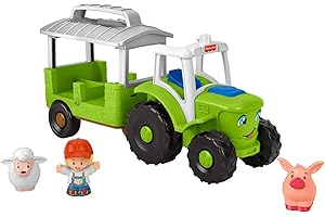 Fisher-Price Little People Toddler Toy Caring for Animals Tractor, Farm Vehicle with Music & Figures for Preschool Pretend Play Kids Ages 1+ Years