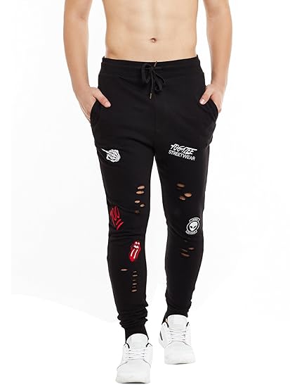 fugazee solid men's black track pants