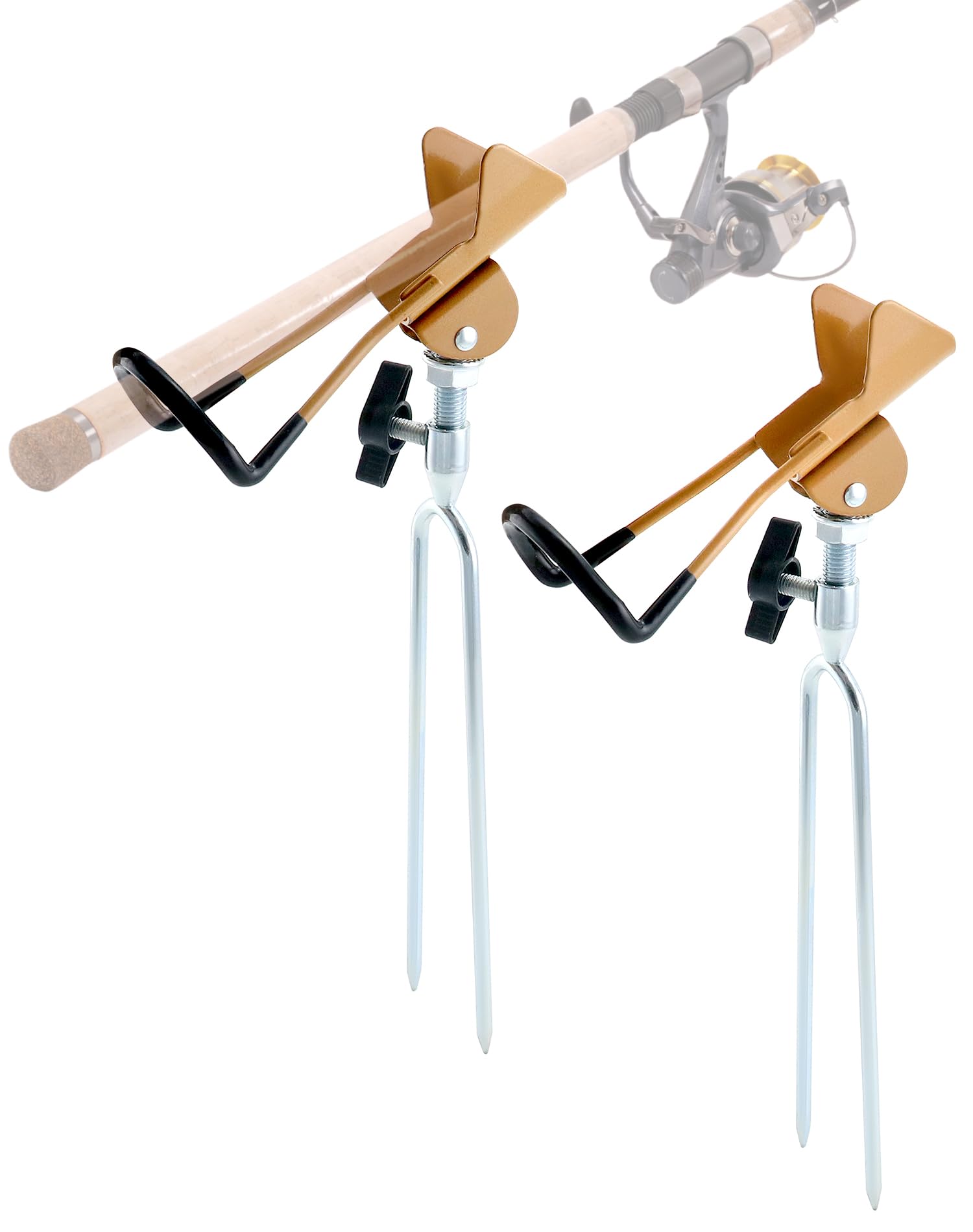 QWORK® 2 Pack fishing rod stand, 360°adjustable fishing rod holder ， Plug-in fishing rod rests