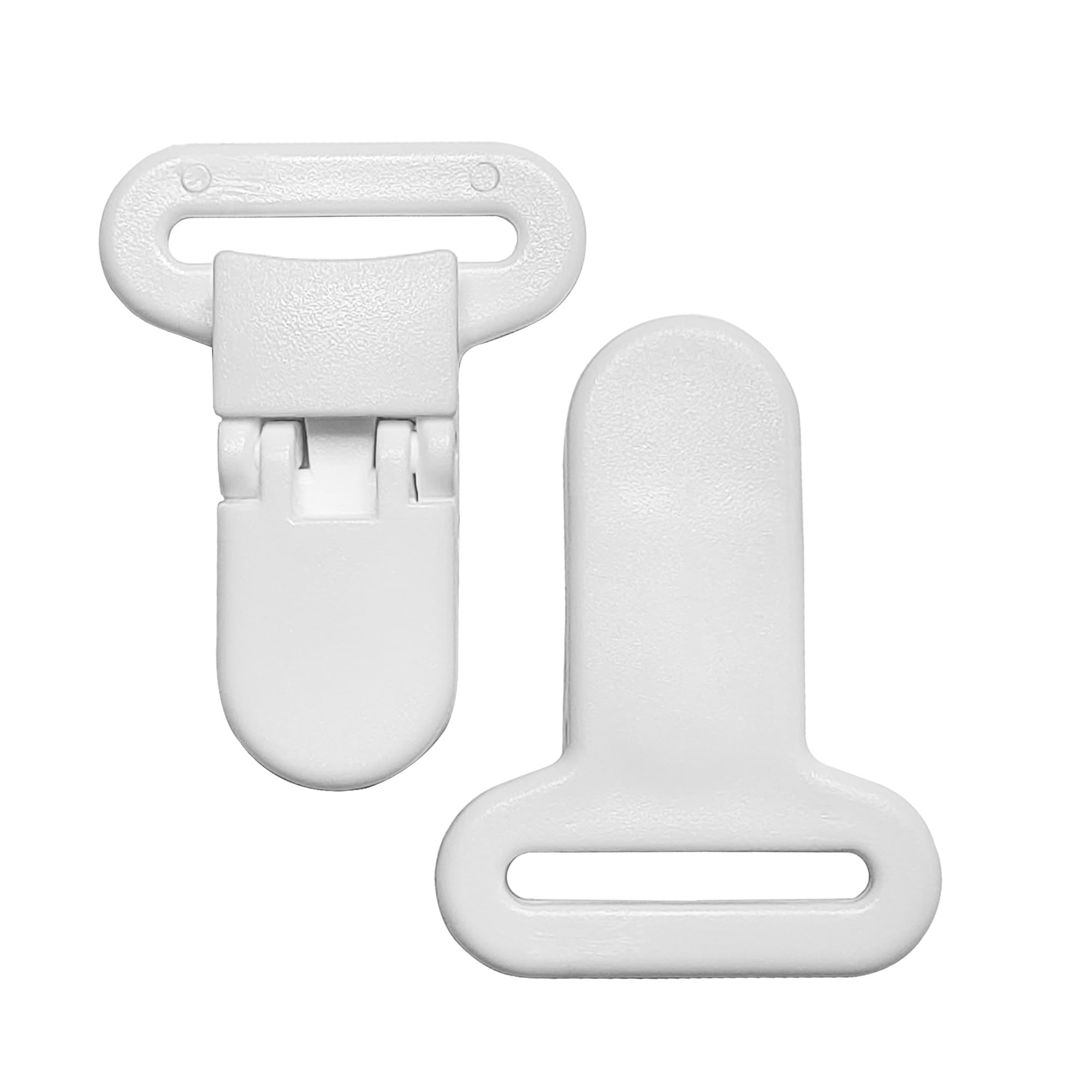 Photo 1 of Langmeil 50piece 25mmRibbon Pacifier Plastic Suspender Clips for DIY Teething Toys Baby Blankets Dummy Bib Leash, White