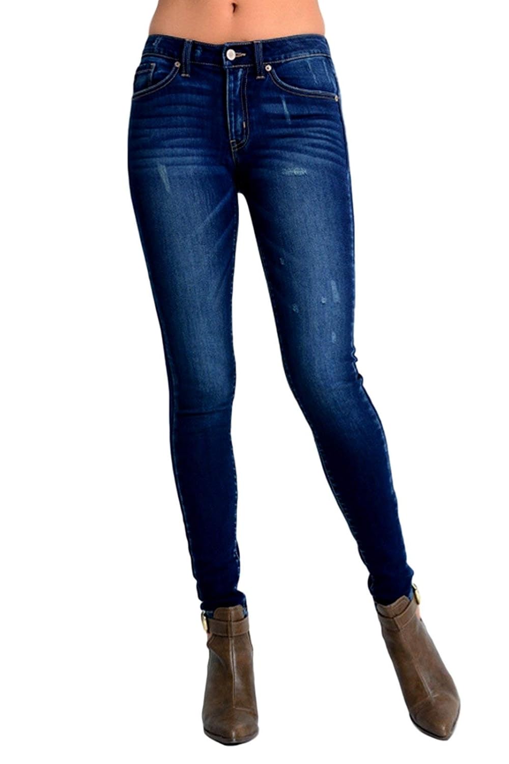 Buy Kan Can Women's Mid Rise Skinny Jeans 7 Dark Wash KC7095 at Amazon.in