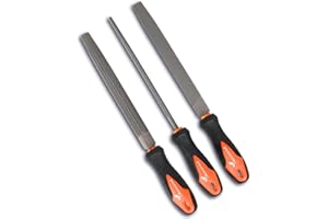 MORROWIND 3 Pcs Metal File Set, 8-Inch Carbon Steel Files with Flat, Half-Round, and Round Shapes, Heavy-Duty Hand Tools for Metal, Wood, Plastic and More, Orange
