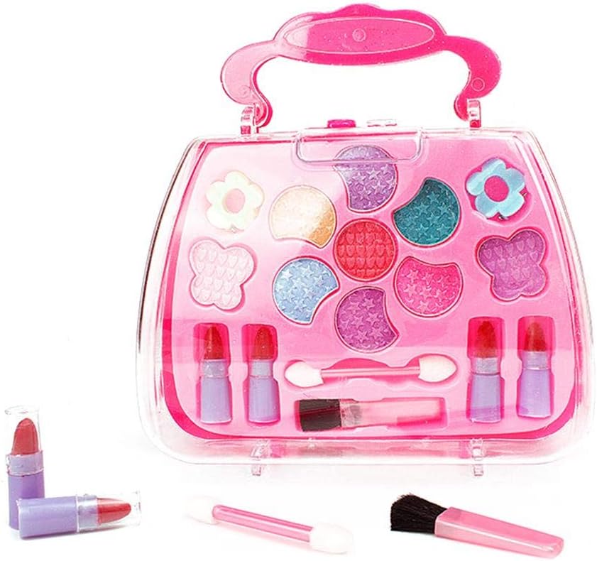 keebgyy Kids Makeup Set, Glamour Girl Pretend Play Makeup, Safety Tested Washable Realistic Cosmetic with A Cosmetic Bag, for Little Girls Kids, Random Color