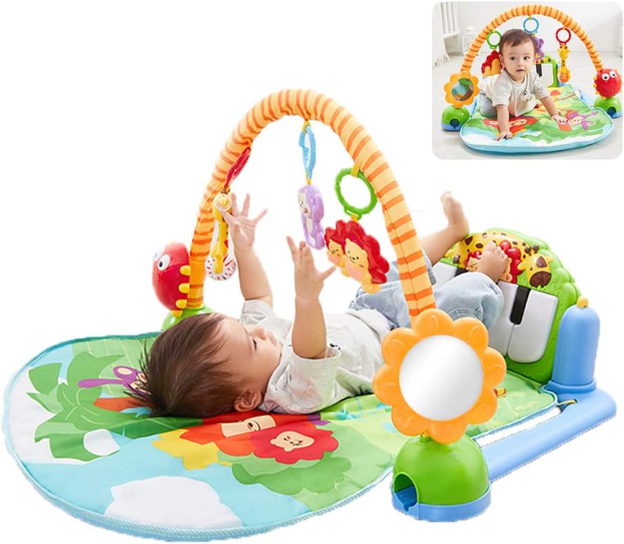 Baby Activity Gym, Portable Baby Play Mat with Hanging Toys Lay to Sit-Up Play Suitable for Newborns 1-36 Months