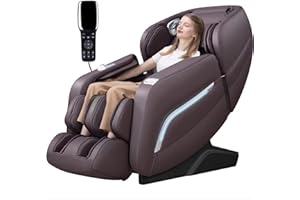 iRest A306 Massage Chair, Full Body Zero Gravity Recliner with AI Voice Control, SL Track, Bluetooth, Yoga Stretching, Foot Rollers, Airbags, Arm Rest, Cushion Availability, Heating (Brown)