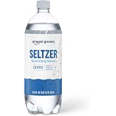 Amazon Grocery, Seltzer Sparkling Water, 33.8 Fl Oz (Pack of 6)