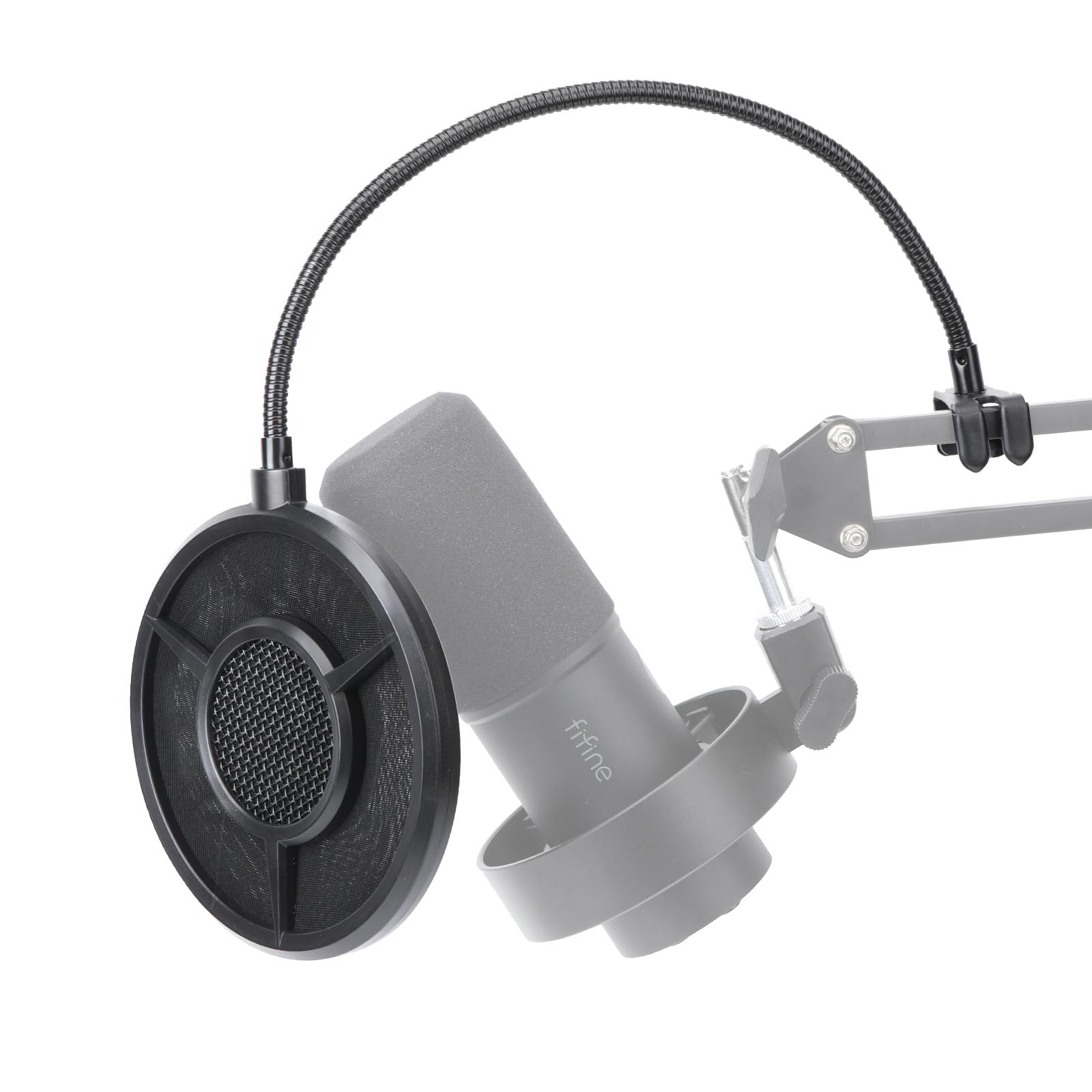 YOUSHARES Fifine K688 Pop Filter - Mic Windshield for Fifine K688 Recording XLR/USB Microphone to Blocks Out Plosives, 5.5 Inch Diam, 6 Layers, Fifine K688 Pop Shield Clip on