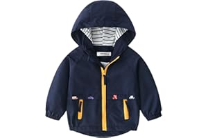 Volunboy Toddler Boys Windbreaker Casual Outerwear Kids Lightweight Zip Hooded Jacket Baby Cute Dust Coat