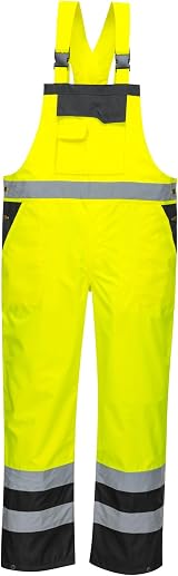Portwest S488 Hi-Vis Waterproof Rain Bib and Brace Yellow/Black 3XL
