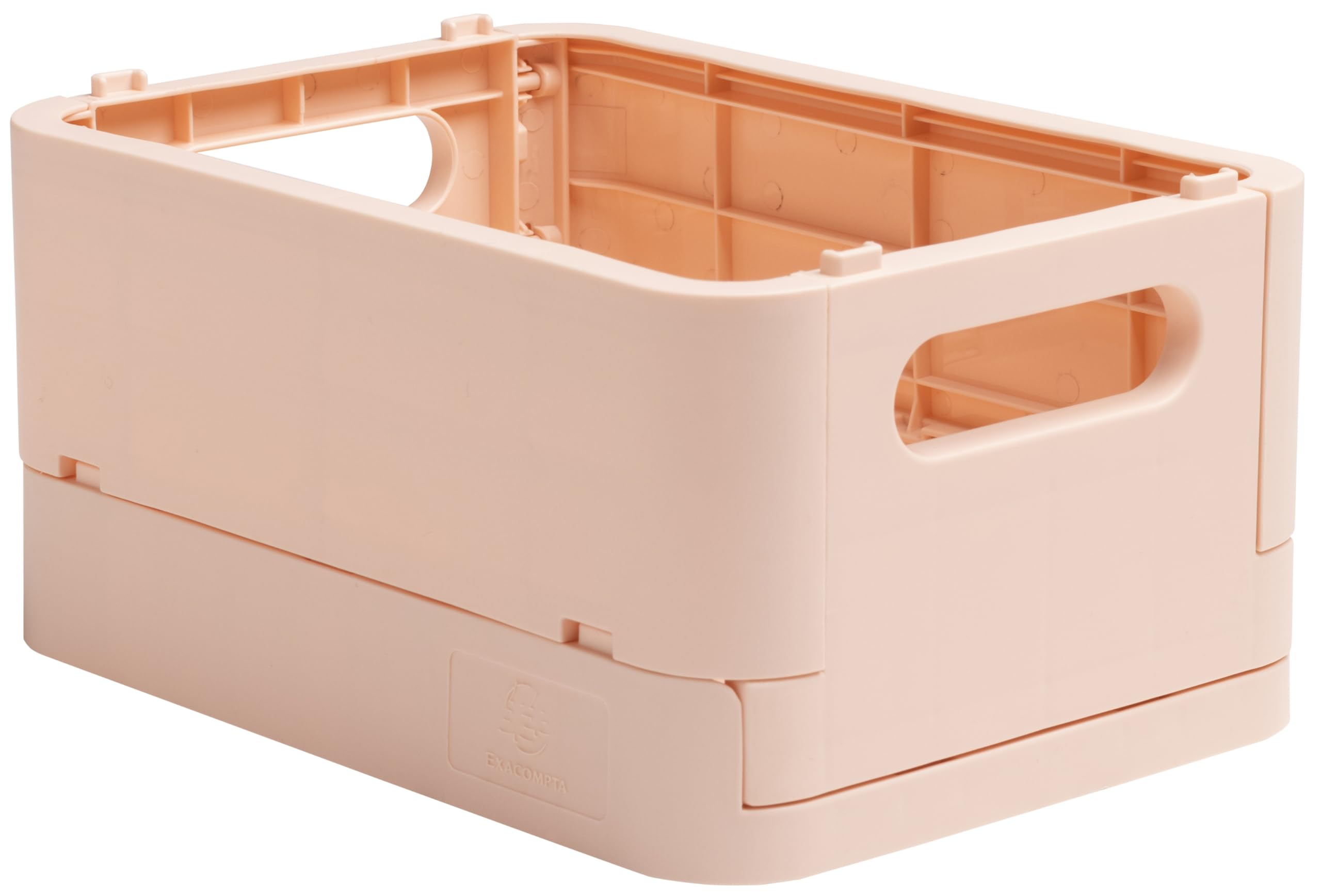 Exacompta 27031D Smart Case Mini Foldable Multi-Purpose Box Made of Recycled Plastic DIN A6+ Stackable Folding Basket Folding Box Multi-Purpose Box Storage Box Pastel Pink