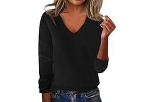 Gumipy Cashmere Sweaters for Women V Neck Long Sleeve Fall Sweaters Soft Wool Cozy Sweater Trendy Ribbed Cuffs Women Sweater
