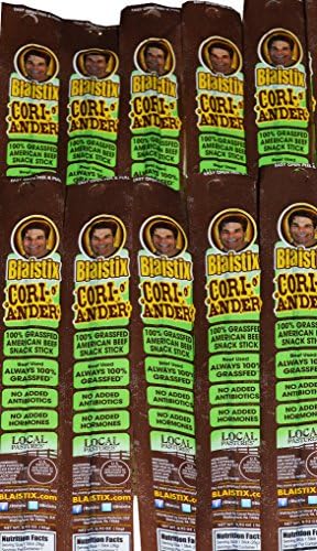 Pure Grassfed U.S.A. Beef Jerky Snack Sticks - 10 Coriander | Grass Fed | Gluten Free | No Antibiotics | No Hormones | No Nitrates