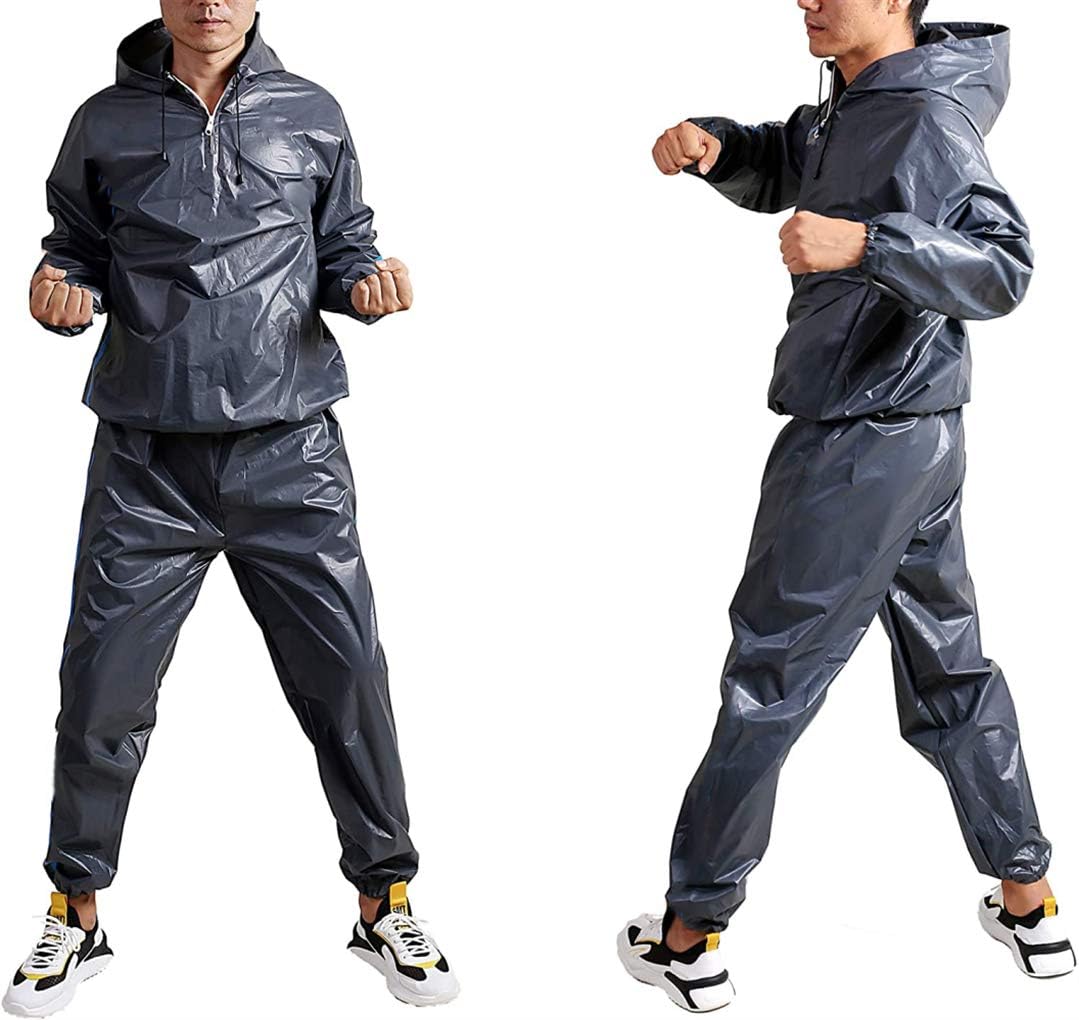 2021 Upgrade New EVA Heavy Duty Sauna Suit Gym Fitness Workout Sauna Jacket and Sauna pants Full Body Anti-Rip Sweat Suits PVC Sweat Sauna Suit for Men Women | Windproof, Waterproof : Sports & Outdoors