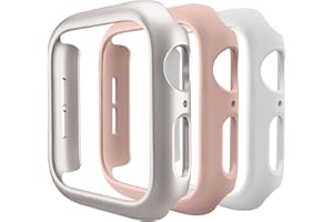 IEOVIEE 3 Pack Compatible for Apple Watch Case 41mm Series 8 Series 7, Hard PC Bumper Case Protective Cover Frame [NO Screen Film] Compatible for iWatch Accessories 41mm, Starlight/White/Pink