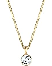 Elli Damen Halskette mit Basic Solitär Anhänger Swarovski Kristalle in 925 Sterling Silber 45 cm lang
