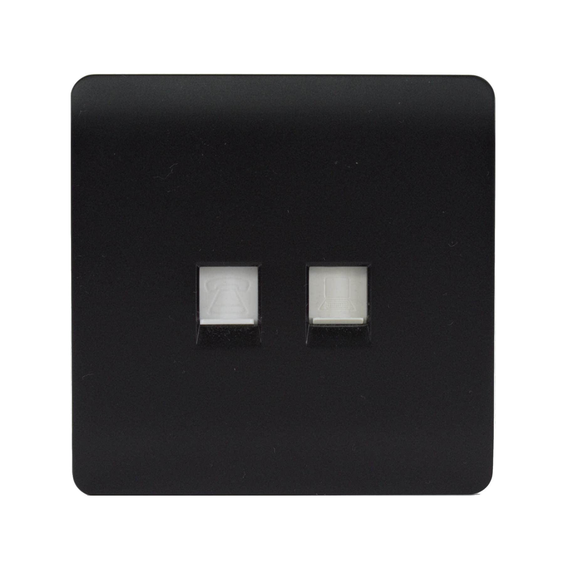 Trendi Telephone Socket + RJ45 Cat 5e & Cat 6 PC Socket Matt Black