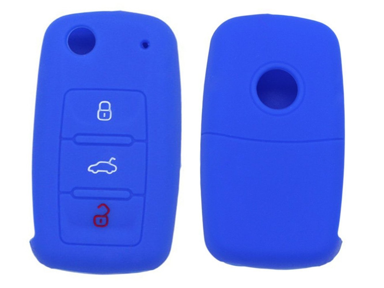 Happyit Silicone Car Key Cover Case for Volkswagen VW Polo Passat B5 Golf 4 5 6 Jetta Mk6 Tiguan Gol CrossFox Plus Eos Scirocco Beetle (Dark Blue)