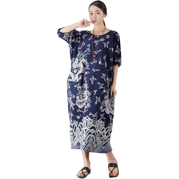 YUHEYUHE Women's Loose Fit Cotton Linen Maxi Dress - Vintage Casual Summer Spring Travel Dress, One Size - View #7
