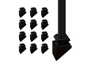 Patavin 12 Pcs 1/2" Iron Baluster Slant Shoes for Interiors Square Stair Holoow Sprindles,Satin Black
