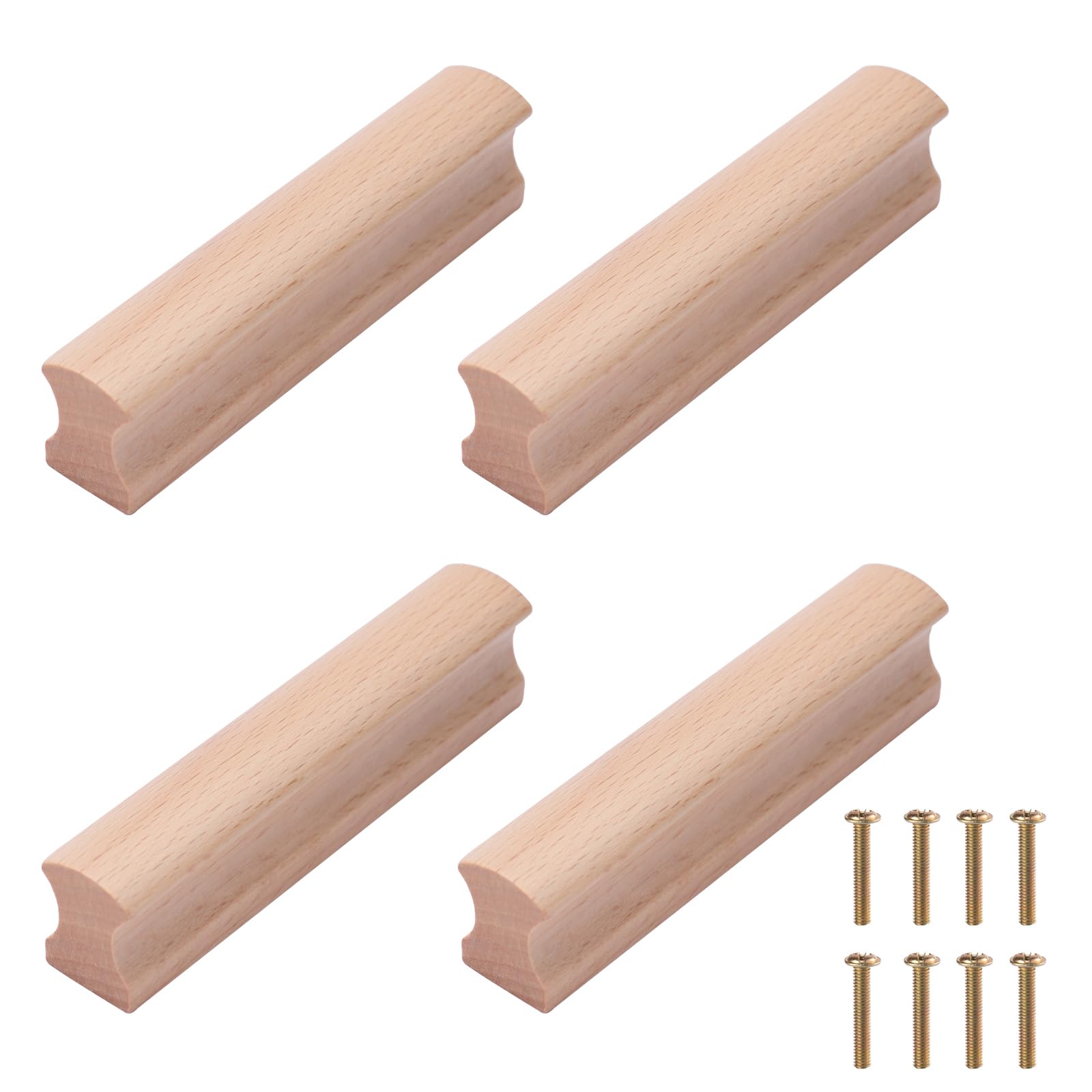 NAKUPENDA 4Pcs Cabinet Handles Wooden Drawer Handle Wooden Furniture Door Handle for Cabinet Cupboard Wardrobe 64x100mm (Beech) — image 1