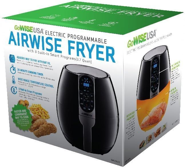 GoWISE USA 3.7-Quart Programmable Air Fryer with 8 Cook Presets, GW22638 - Black: Kitchen & Dining