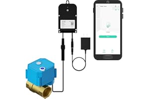 YoLink Wireless Smart Valve Control Kit, 3/4" Brass Motorized Valve, Wireless Controller 2, LoRa Long Range, D2D Offline with Leak Sensors, 12V Adapter with 2 Years Battery Backup