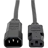 Tripp Lite Standard Computer Power Extension Cord 10A, 18AWG (IEC-320-C14 to IEC-320-C13) 3-ft.(P004-003) Black