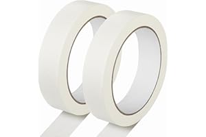 G GEYYANG 2 Pack White Painters Tape - 1 Inch Wide Masking Tape - Multi-Surface, Smart Adhesion, Indoor & Outdoor - Paint Tape for Artist, DIY, Labeling, Car, General Purpose - 180FT Total