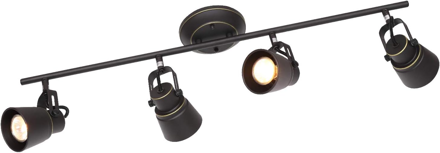 MELUCEE 4 Lights Kitchen Track Lighting Oil Rubbed Bronze, Ceiling Spotlights Track Lighting Kit Wall Light for Kitchen Island Hallway Gallery, 35W GU10 Base Halogen Bulbs Included