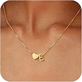 BAYLAY Gold Initial Necklaces for Women, 18K Gold Plated Heart Letter A-Z Initial Necklace Dainty Gold Necklace for Women Gold Jewelry Stocking Stuffers Teen Girl Gifts Trendy Stuff Valentines Gifts