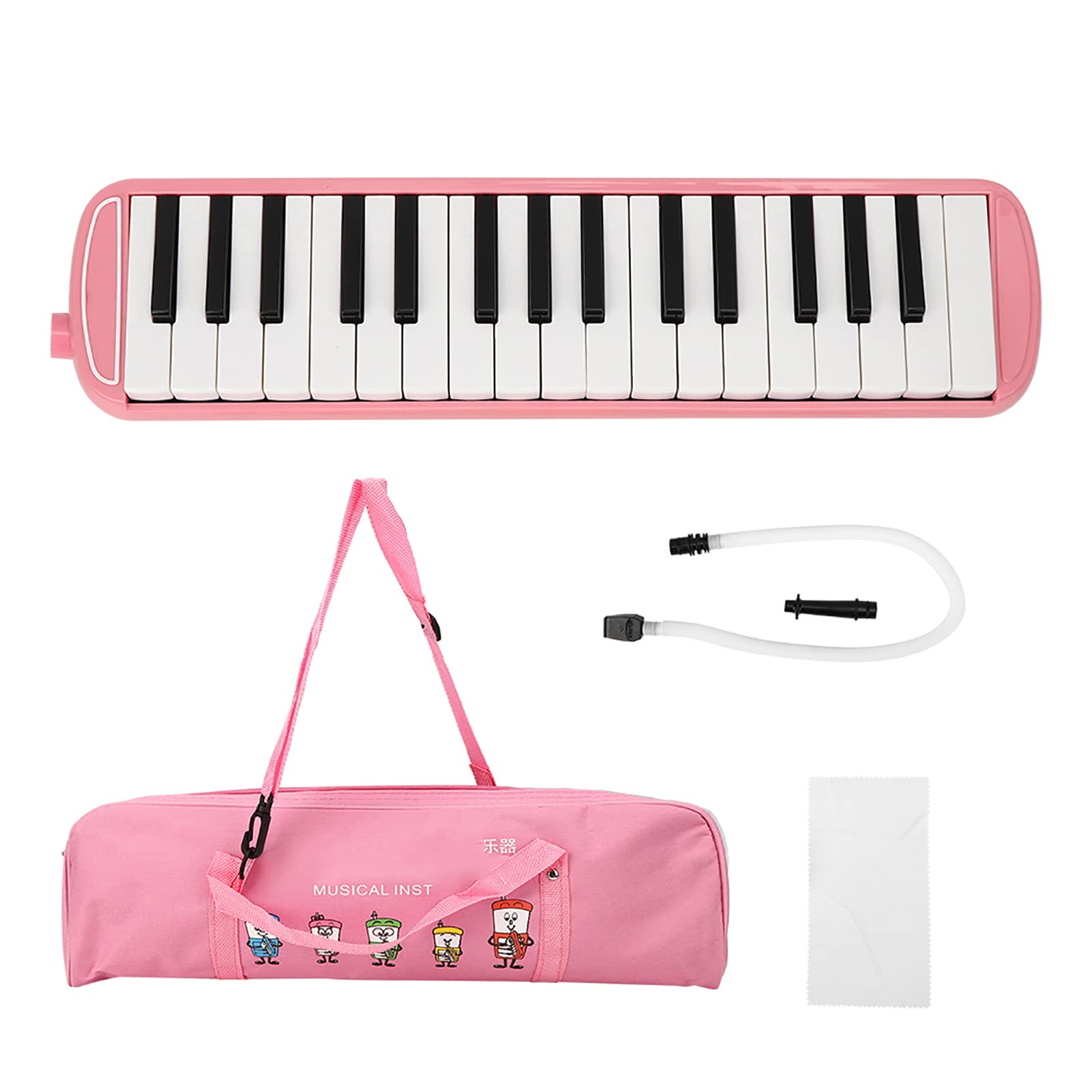 32 Keys Melodica Instrument Portable Soprano Melodica Air Piano Keyboard Musical Education Instrument for Beginners Pink