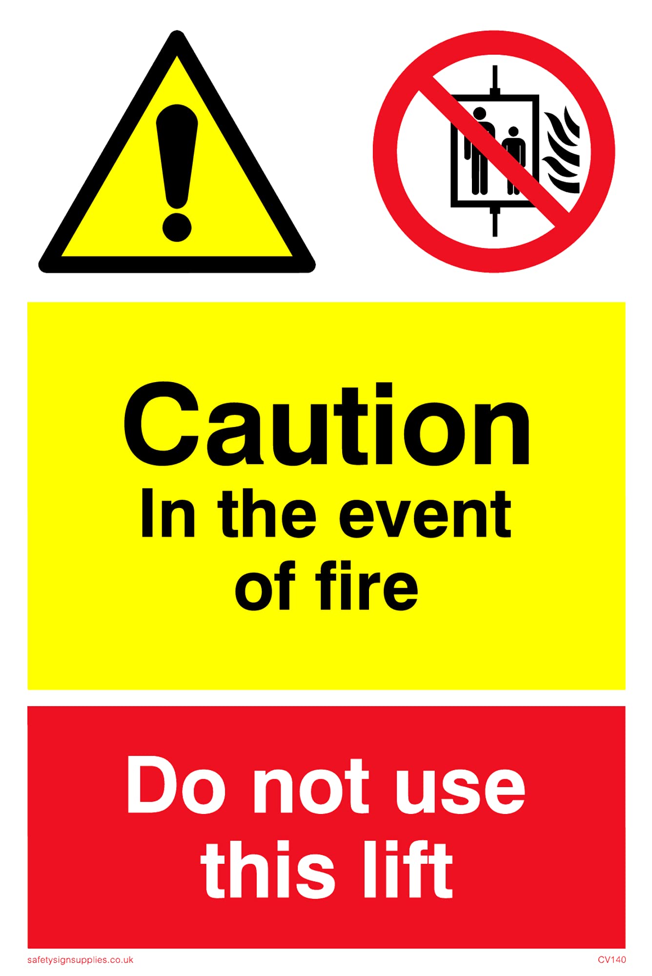 Pack of five - Event Of Fire Do Not Use Lift Sign - 100x150mm - A6P