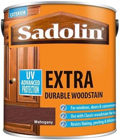 Sadolin EXTRA WOODSTAIN Yellow Tin 2.5lt Mahogany Exterior Wood Coat