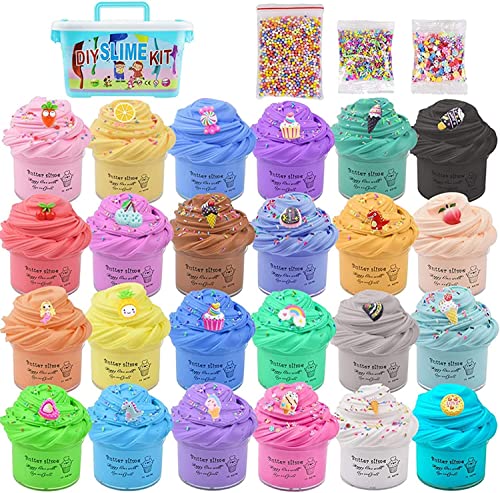 Beauenty 24PC Butter Scented Slime Party Favor - DIY Putty Toys for Kids, Soft & Non-Sticky Stress Relief Toy for Girls and Boys Over 6 Years (Style 1)