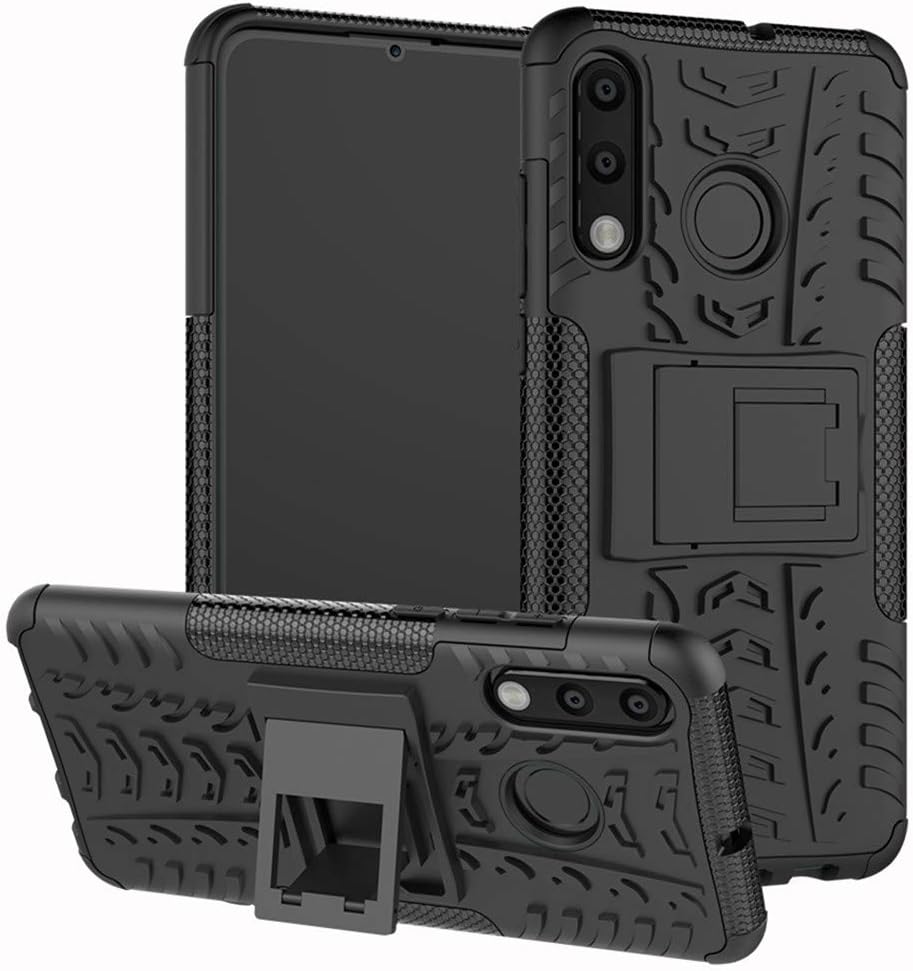Yiakeng Huawei P30 Lite Case, P30 Lite New Edition Case, Double Layer Shockproof Slim Drop Full Body Protection With Kickstand For Huawei P30 Lite Phone Case (Black)