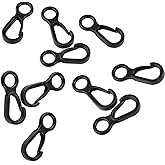 10pcs Black Plastic Snap Clip Carabiner Buckles, Multifunction Outdoor Tent Hooks for Camping, Lights Hanging, Heavy Duty