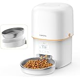 Automatic Cat Feeder, 3L Cat Food Dispenser with Anti-Jam Design, Over 180-day Battery Life, 1-6 Meals Per Day with Stainless Steel Cat Bowl, Keep Dry Food Fresh, Timed Pet Feeder Also for Small Dog