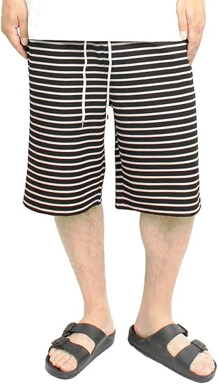 Amazon One Colors ショートパンツ メンズ 大きいサイズ ボーダー カットサッカー素材 ウエストゴム ハーフパンツ ショート パンツ 通販