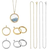 UNICRAFTALE 2 Sets 2 Colors Stainless Steel Living Memory Floating Locket Pendants Necklace Glass Photo Frame Locket Pendant for DIY Jewelry Necklace Making