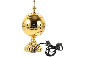 TEHAUX Electric Incense Burner, Gold Electric Bakhoor Burner for Nice Natural Aroma, Metal Arabic Incense Censer for Home Off