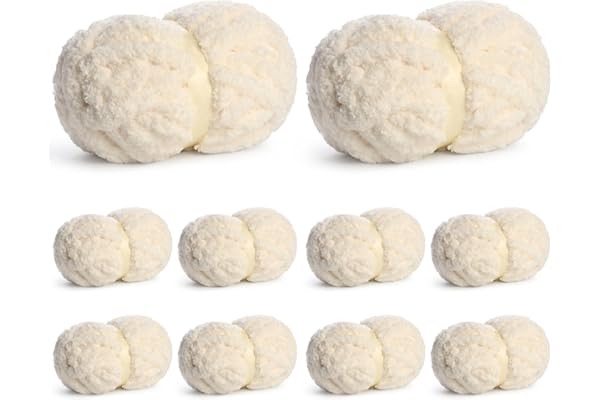 10 Pack of Jumbo Chunky Yarn for Hand Knitting,10# Super Bulky-Fluffy Chenille Yarn, 220 yds/70.5 oz Soft Thick Yarn for Crocheting Chunky Knit Throw Blankets.(Milky White)