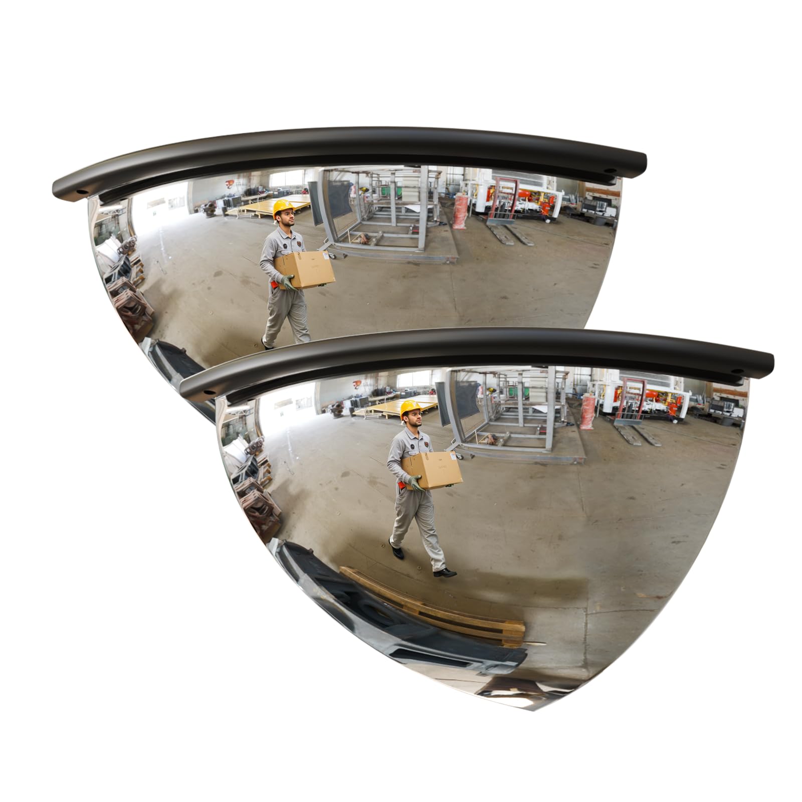 Photo 1 of 2 Pcs 18" 1/4 Acrylic Quarter Dome Security Mirror – 90 Degree Convex Corner Safety Mirror for Blind Spot Elimination in Warehouses, Offices, Retail Stores, and Parking Garages (2, 18 Inch)
