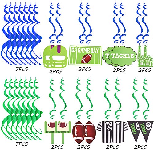 EVERMARKET 30Ct American Football Hanging Swirl Football Game Day Party Decorations 2020 Garland Sports Day Hanging Swirl Foils,Football Theme Birthday Party Supplies Ornaments Fan Décor - Thumbnail 2