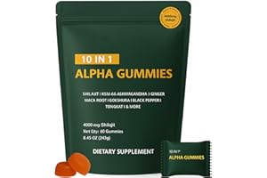 MILIZHIWU 10 in 1 True Alpha Gummies | 4000mg Alpha Shilajit Gummies for Men | Energy Boost Support | with Ashwagandha, Tongkat Ali, Maca Root, Fulvic Acid and 85+ Multi-Vitamins Minerals | No Added Sugar