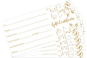 Fancy Land Blank Gift Certificates 25pcs Gold Foil Certificate Cards with Envelopes for Business Salon Spa Restaurants Vouchers for Christmas Holiday