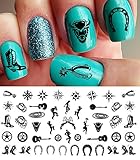 Country & Western Nail Art Waterslide Decals Set #1 - Horseshoes, Cowboy Boots