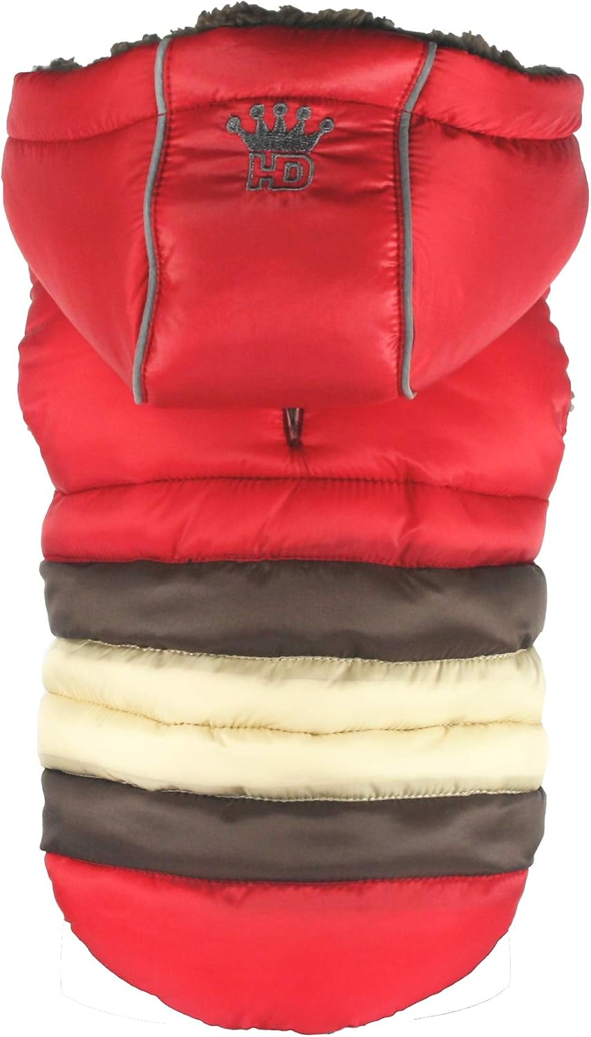 Hip Doggie HD-5STRD-L Soft Stripe Puffer Coat Red L, Large