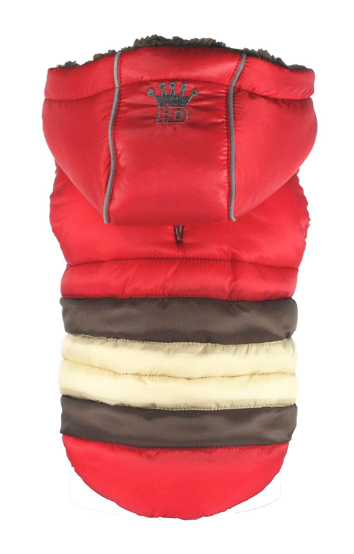 Hip Doggie HD-5STRD-L Soft Stripe Puffer Coat Red L